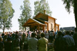 Освящение деревянного храма в честь равноапостольной великой княгини Ольги в с. Замыцкое.