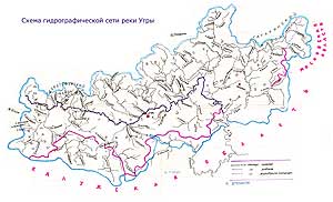 Схема гидрографической сети реки Угры в пределах Смоленской области 